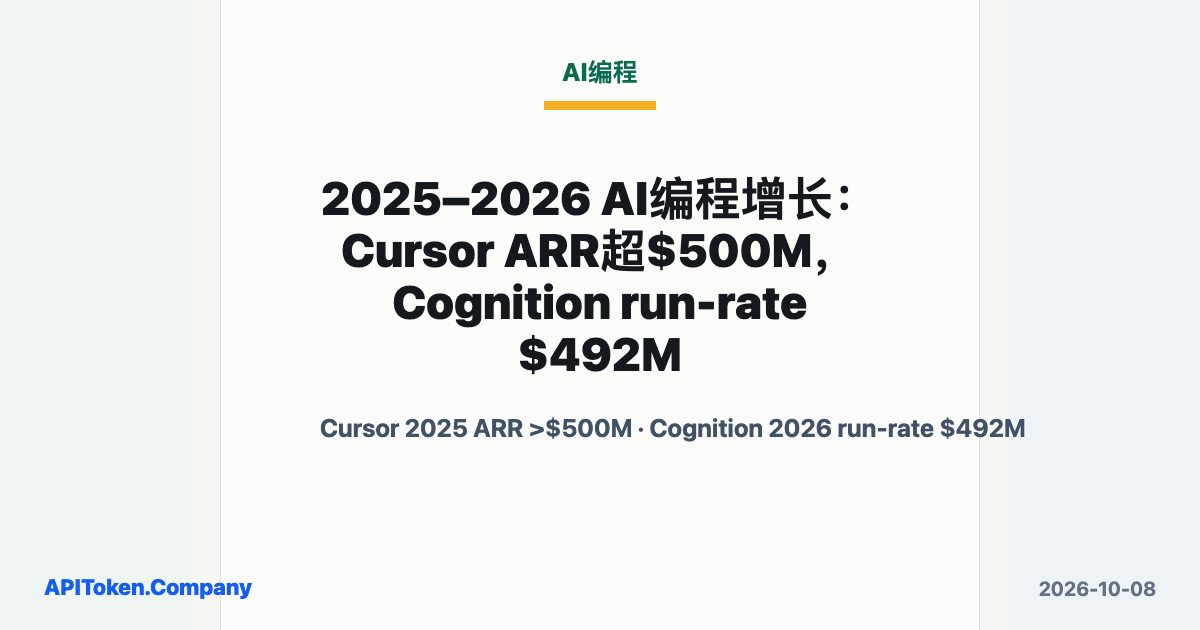 AI编程总榜②：Cognition年化$492M，Cursor ARR>$500M