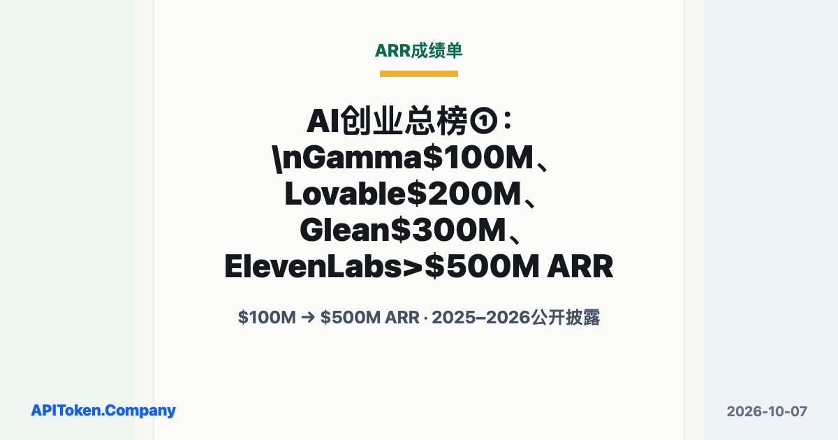 2025–2026 AI创业ARR榜：Gamma$100M、Lovable$200M、Glean$300M、ElevenLabs>$500M，先拆口径再小测