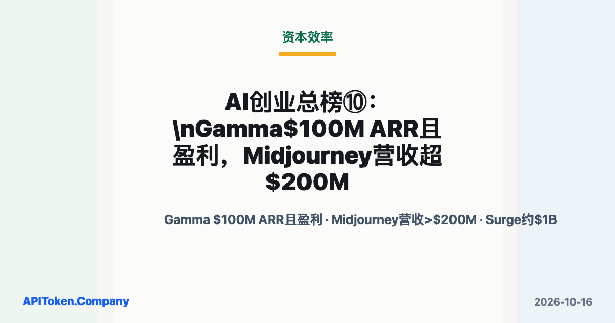 AI创业总榜⑩：Gamma$100M ARR且盈利，Midjourney营收超$200M