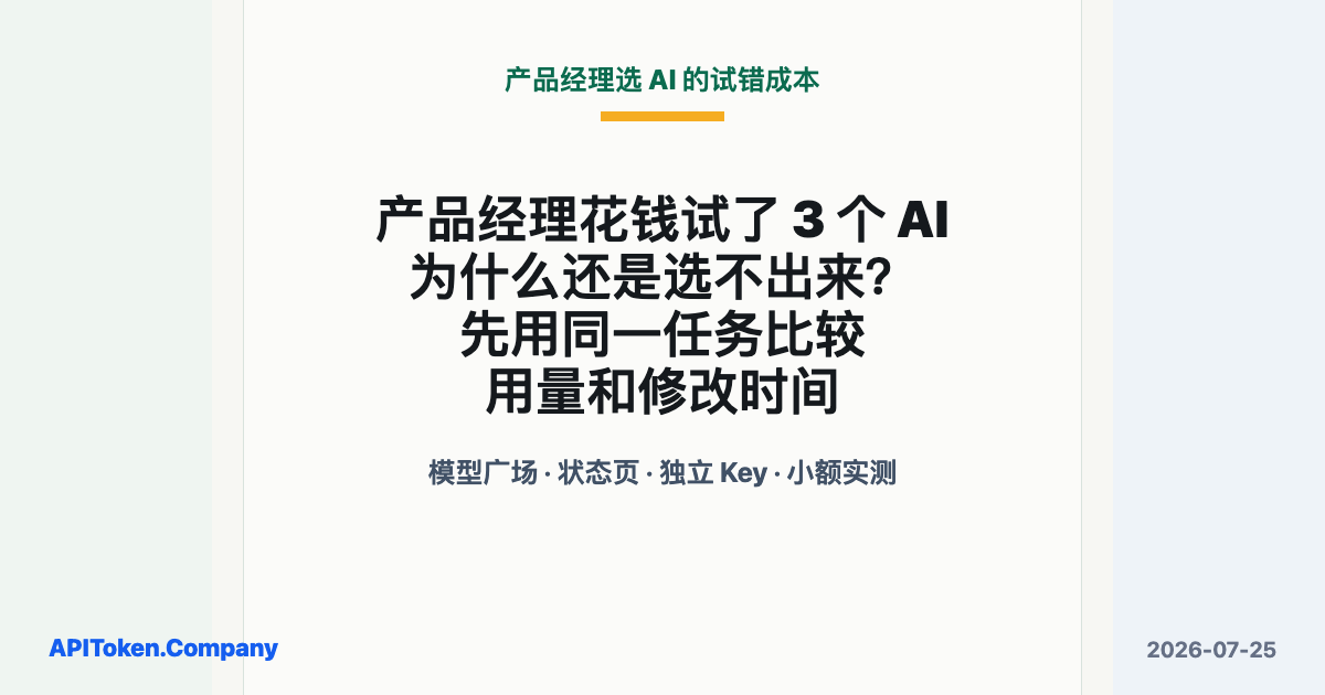 产品经理用同一任务比较三个 AI 的用量和修改时间