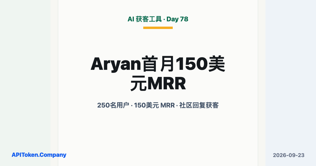 Aryan Reached 250 Users and Reported $150 MRR for DeepReachAI