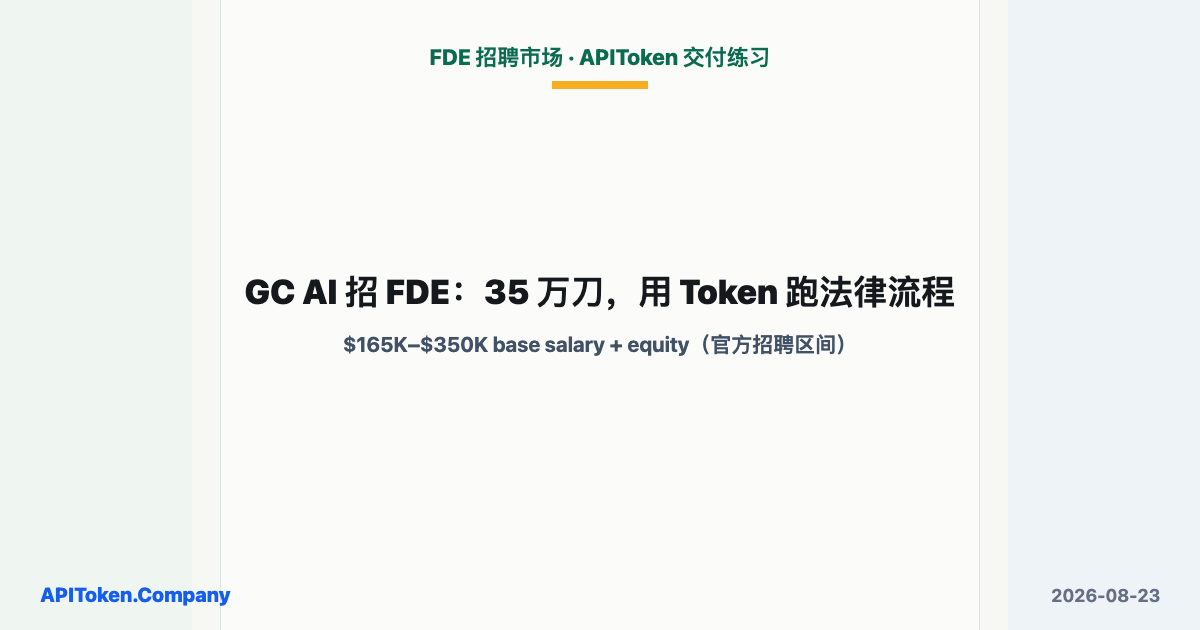 GC AI FDEs: A $350K Ceiling, Then Token-Based Legal Workflows