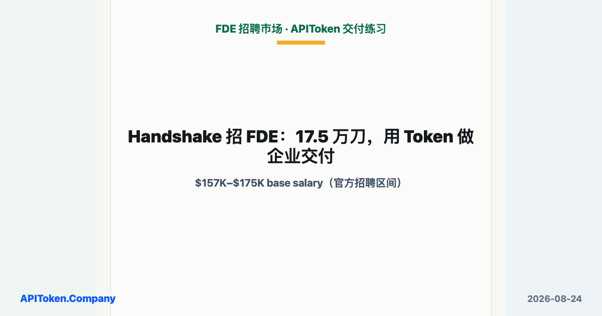 Handshake FDEs: A $175K Range, Then Token-Based Enterprise Delivery