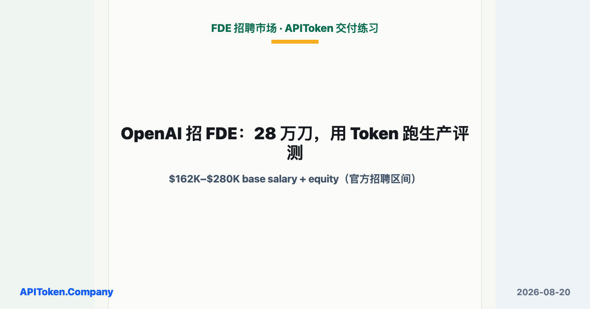 OpenAI FDEs: A $280K Range, Then Token-Based Production Evaluation