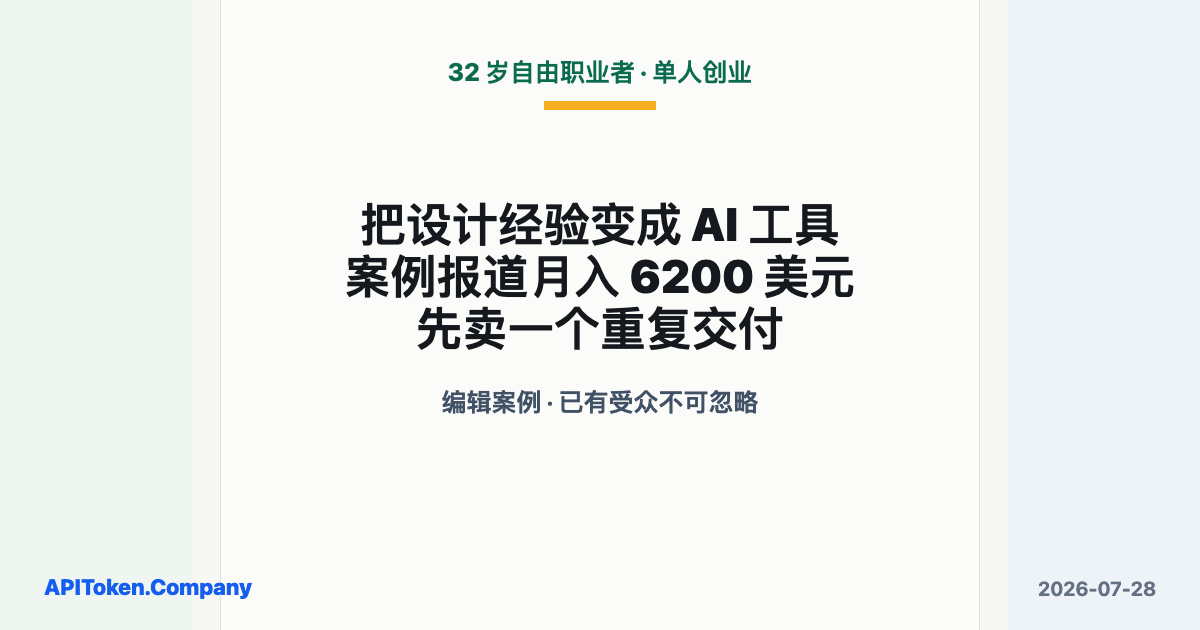 32 岁自由职业者先卖一个重复交付，再验证 AI 工具的用量、失败率和毛利