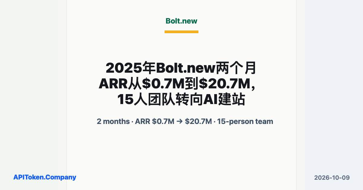Bolt.new Went from About $0.7M to $20.7M ARR in Two Months, Its Founder Said